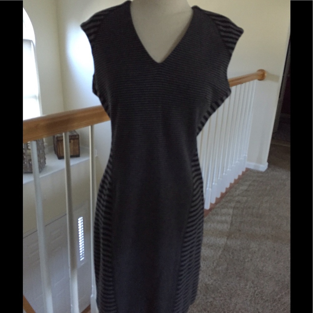 Ellen Tracy charcoal/black stripe dress